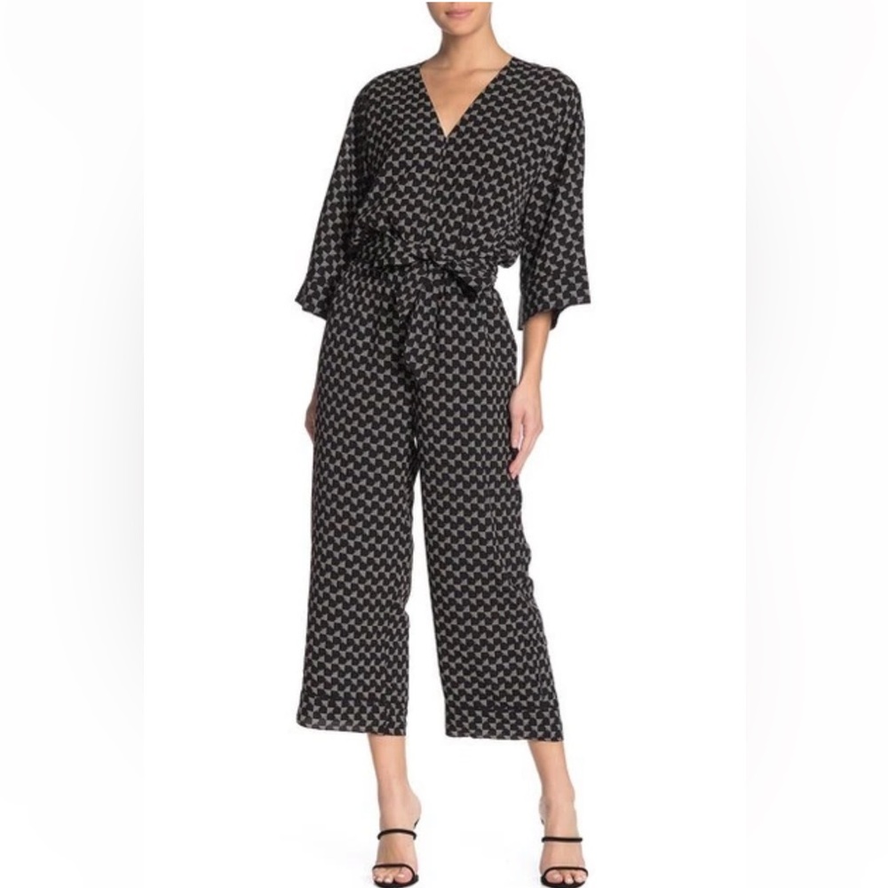 Joie Black Geoprint Bell Sleeve Jumpsuit